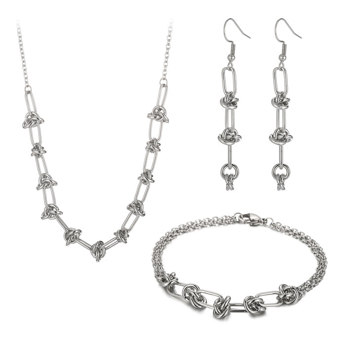 Modische geometrische Titan-Stahlbeschichtung, Armbänder, Ohrringe, Halskette, 1 Set