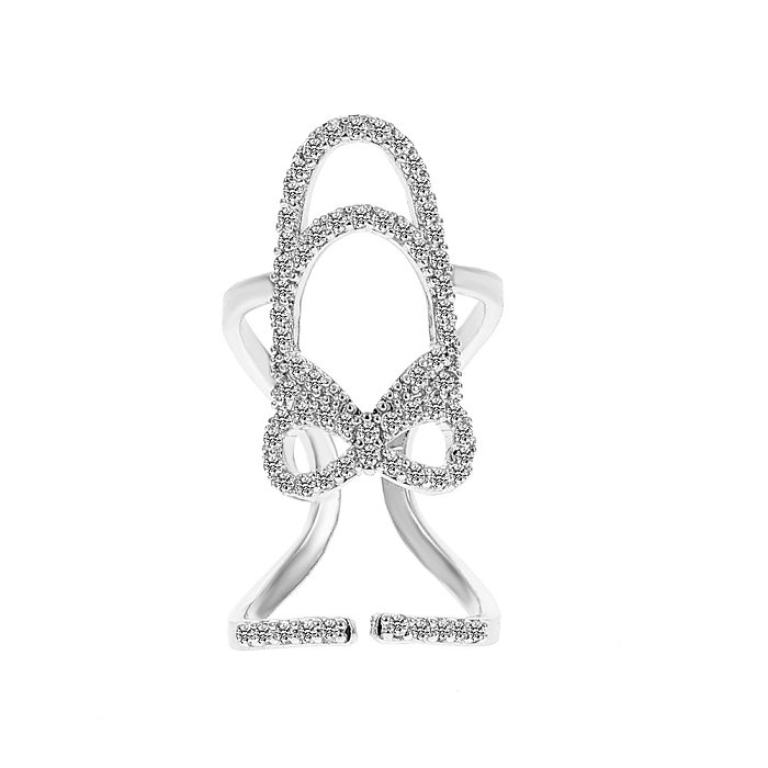 Anéis de cobre geométricos da moda escavam anéis de cobre com pedras preciosas artificiais