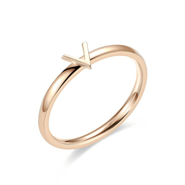 1 Piece Simple Style Letter Titanium Steel Polishing Plating Rings
