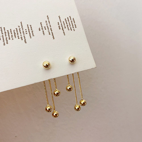 1 paire de boucles d'oreilles pendantes en cuivre plaqué or, Style Simple, couleur unie