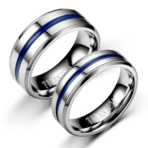 Joias por atacado joias de anel liso de aço de titânio azul