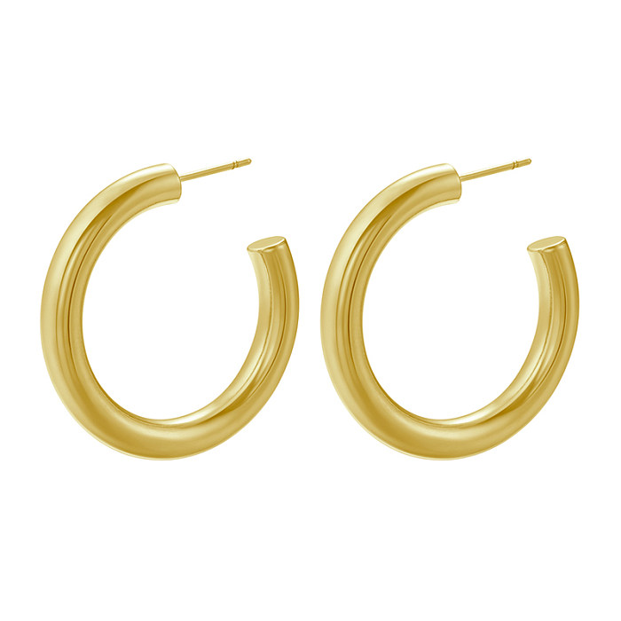 1 Pair Simple Style C Shape Brass Plating 18K Gold Plated Ear Studs