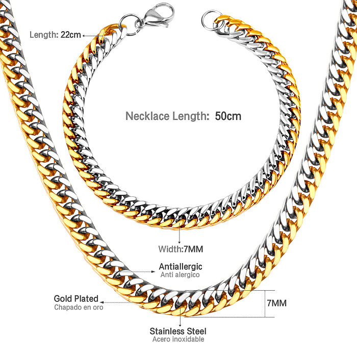 Collier de bracelets en acier inoxydable de couleur unie pour femme