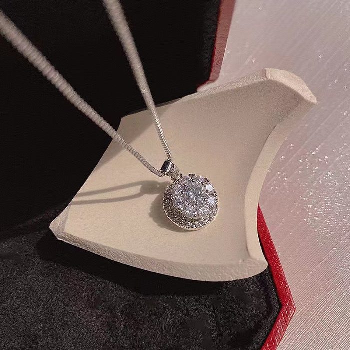 Collar de pendientes de anillos de circonio con incrustaciones de acero de titanio de color sólido de estilo simple