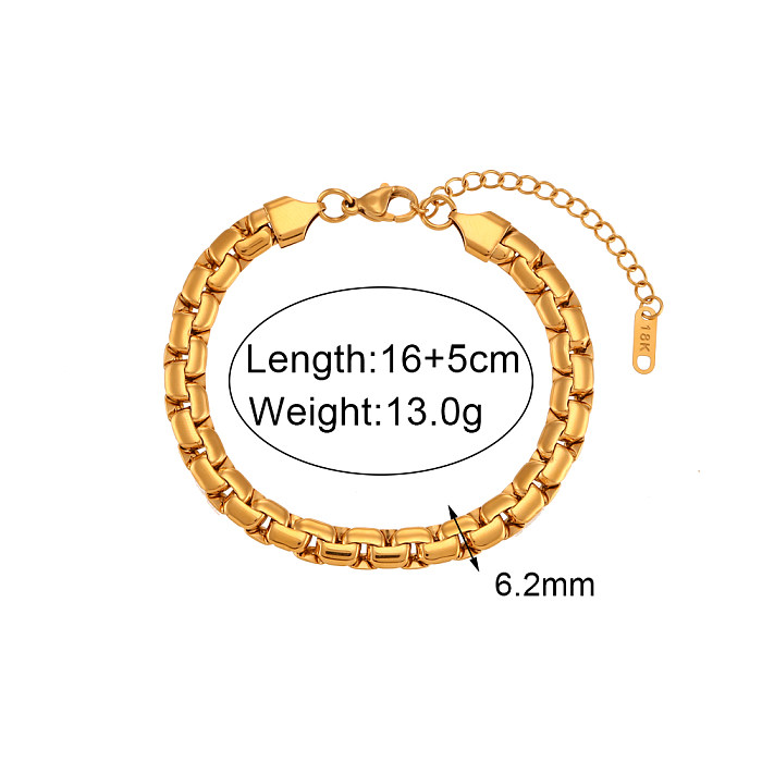 Simple Style Solid Color Stainless Steel Plating 18K Gold Plated Bracelets Necklace