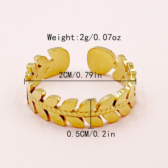 Simple Style Roman Style Leaves Stainless Steel Plating Gold Plated Open Rings