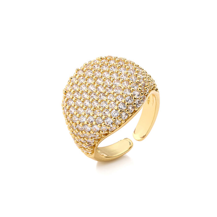 Anel redondo de diamante completo de joias anel de zircão geométrico aberto