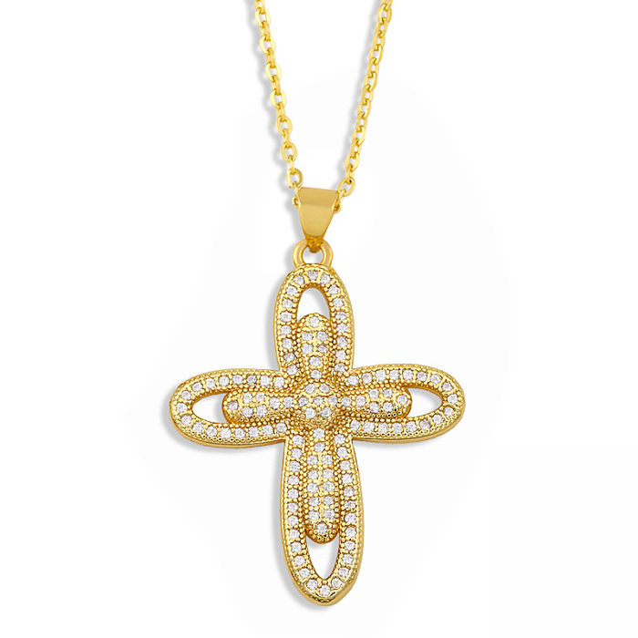 Hip Hop Simple Diamond Cross Necklace
