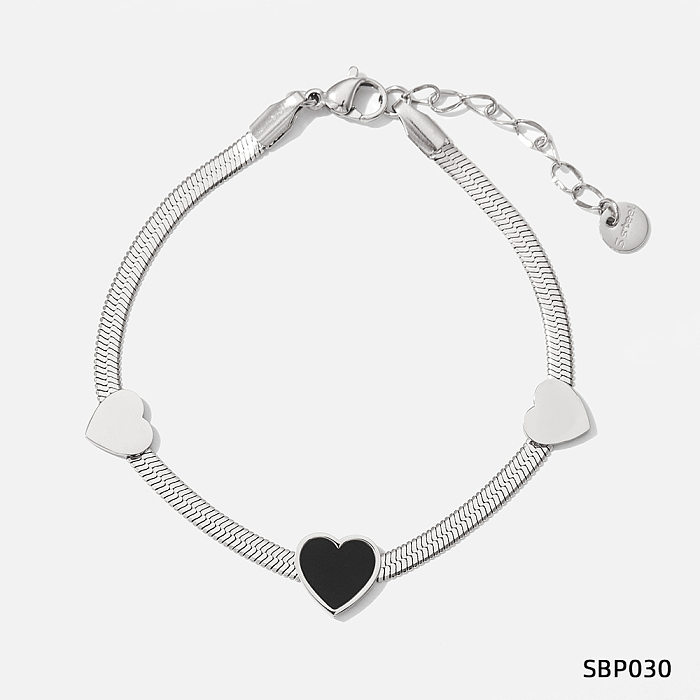 Wholesale Classic Style Heart Shape Stainless Steel Titanium Steel Bracelets Necklace