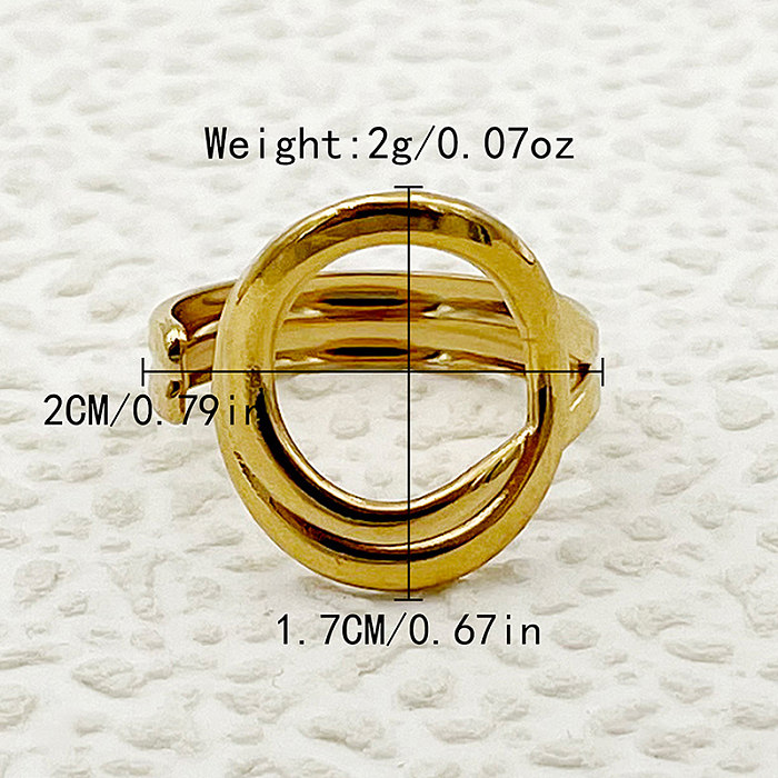 Retro Solid Color Stainless Steel Polishing Plating Gold Plated Rings