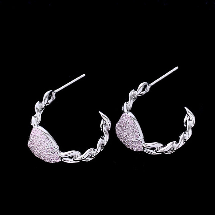 Boucles d'oreilles princesse en forme de cœur, avec incrustation de cuivre et Zircon, anneaux