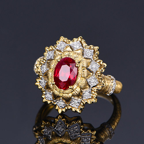 Anéis de diamante com incrustação de cobre estilo vintage flor 1 peça