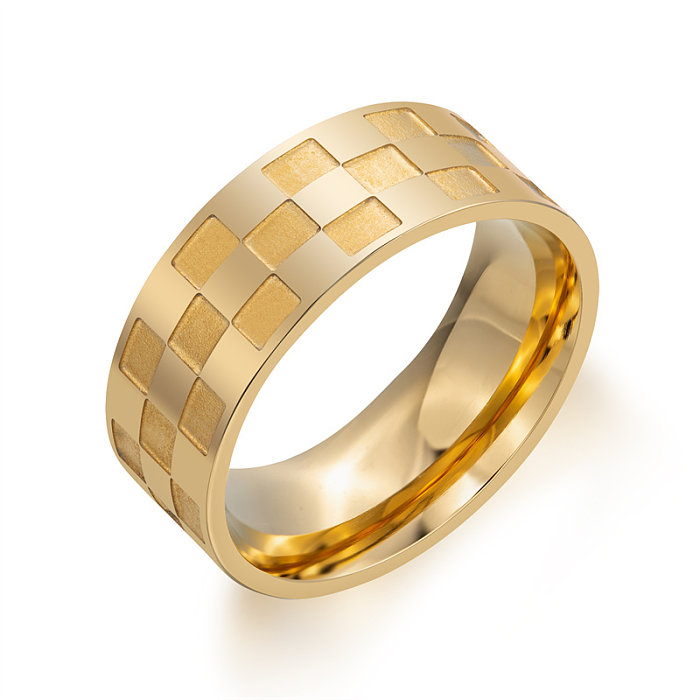 Casual estilo simples estilo clássico cor sólida aço inoxidável titânio chapeamento anéis banhados a ouro