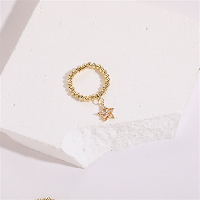 Anillos de circonio chapados en oro y cobre, estrella, luna, sol, moda, 1 pieza