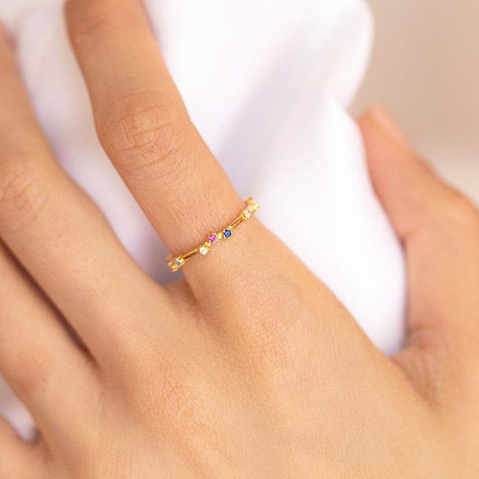 Fashion Design Sense 18k Gold Female Ring Color Zircon Index Finger Ring Copper Tail Ring Wholesale