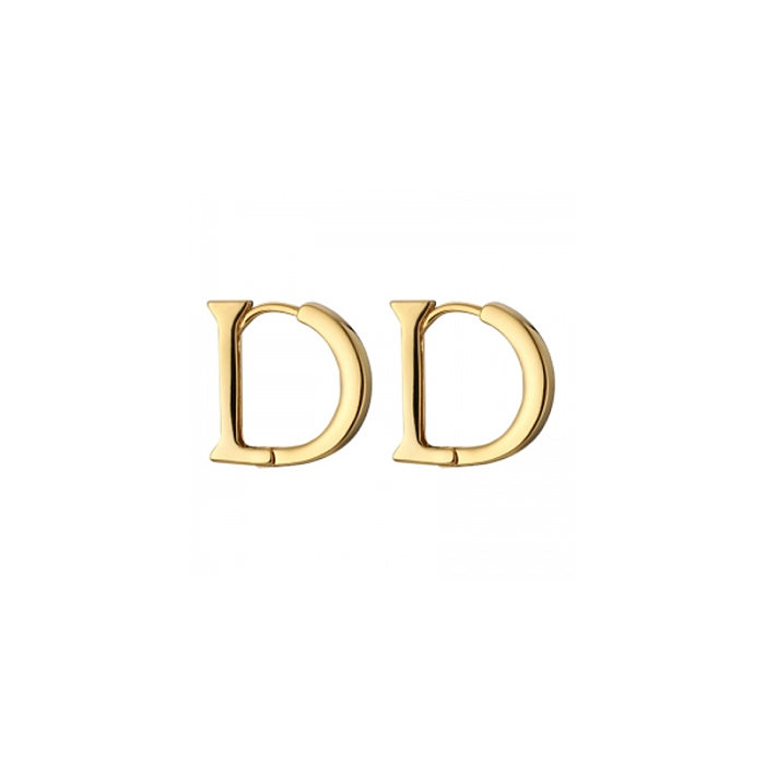 1 paire de boucles d'oreilles en cuivre plaqué or, Style Simple et décontracté, avec lettres plaquées