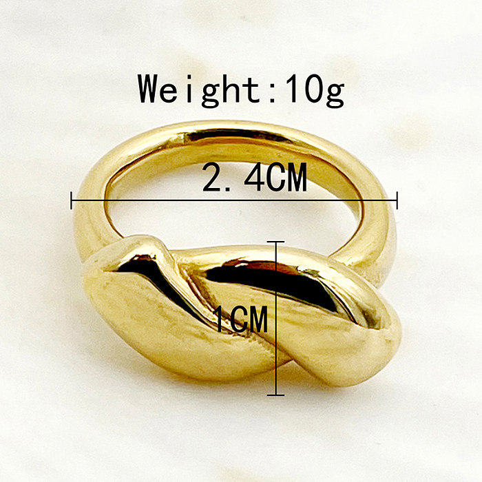 Wholesale Retro Simple Style Commute Twist Stainless Steel Plating Gold Plated Rings