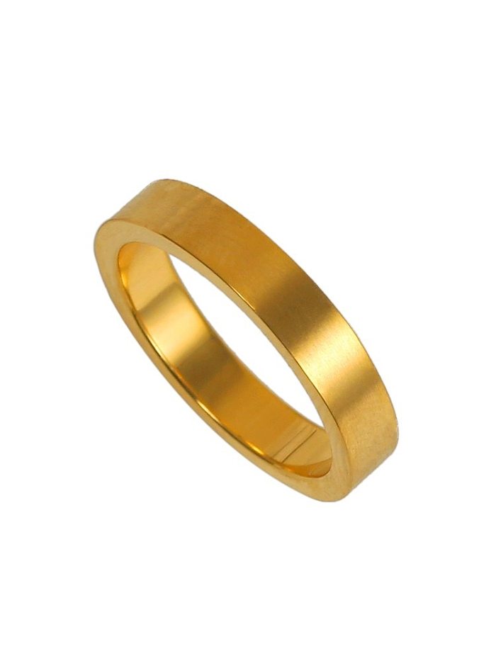 Handmade Solid Color Stainless Steel Polishing Plating 18K Gold Plated Rings
