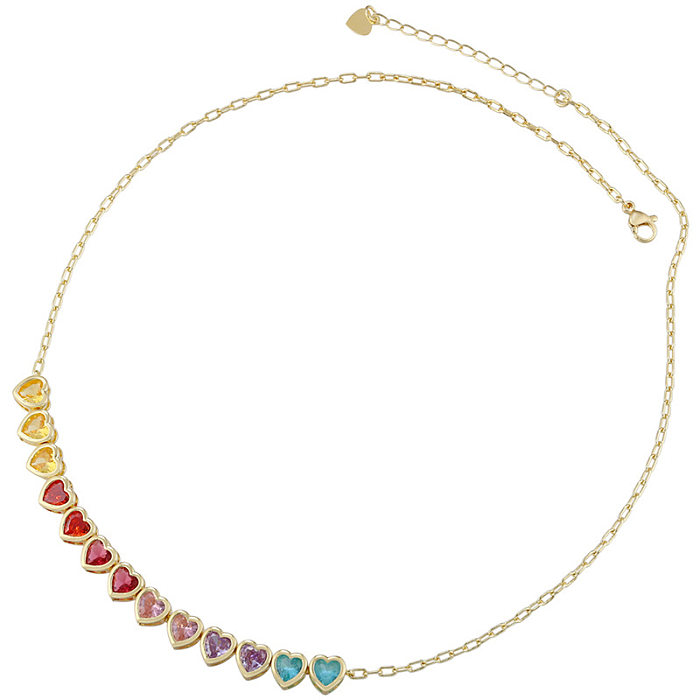 Simple Style Heart Shape Copper Inlay Zircon Bracelets Necklace