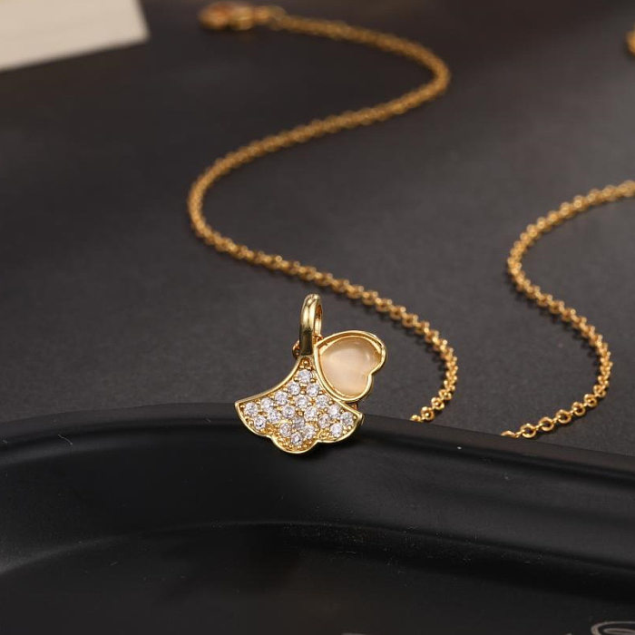 Collier avec pendentif en diamant et fleur en cuivre pour femme, 1 pièce