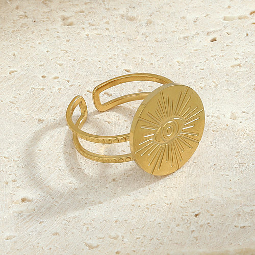 Offener Ring aus Edelstahl mit rundem Auge im Retro-Stil, keine eingelegten Edelstahlringe