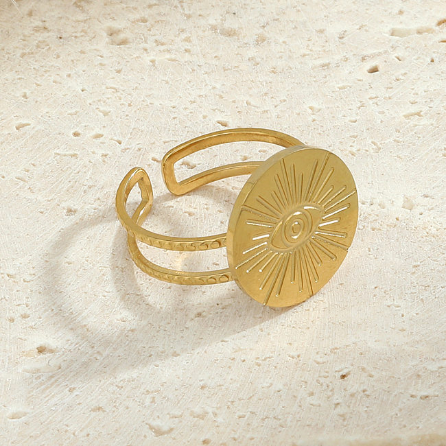 Offener Ring aus Edelstahl mit rundem Auge im Retro-Stil, keine eingelegten Edelstahlringe