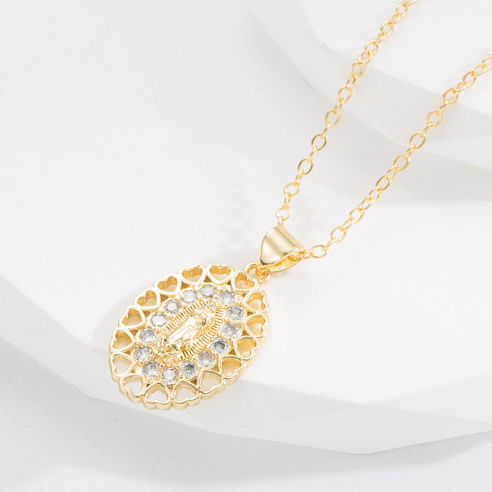 Fashion Human Cross Heart Shape Silver Pendant Necklace مطلية بالذهب بأمتصاص الزركون والنحاس