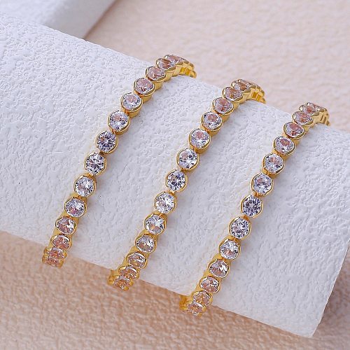 Elegant Luxurious Solid Color Copper Plating Inlay Zircon White Gold Plated Gold Plated Choker