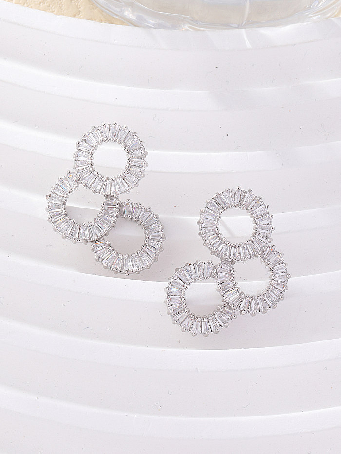 1 Pair Elegant Simple Style Water Droplets Butterfly Plating Inlay Copper Zircon White Gold Plated Ear Studs