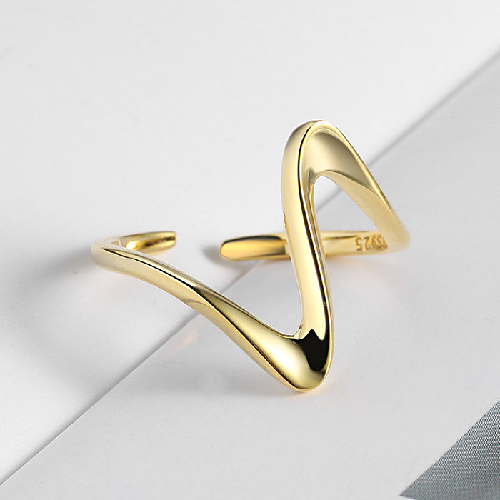 Wholesale Hip-Hop Modern Style Waves Stainless Steel Plating 18K Gold Plated Open Rings