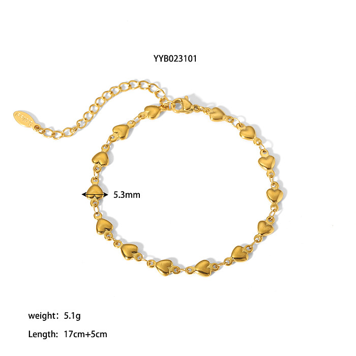 Colar banhado a ouro 18K dos braceletes do chapeamento de aço inoxidável da forma do coração doce