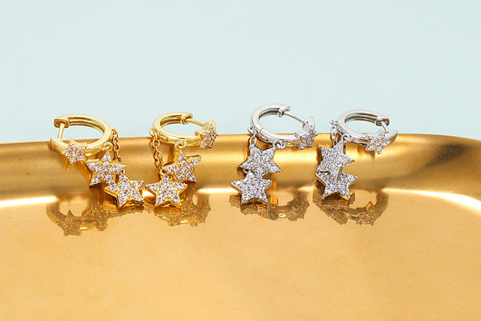 Korean Five-pointed Star Zircon Earrings Wholesale