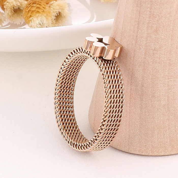 1 Piece Retro Solid Color Stainless Steel Plating Rings