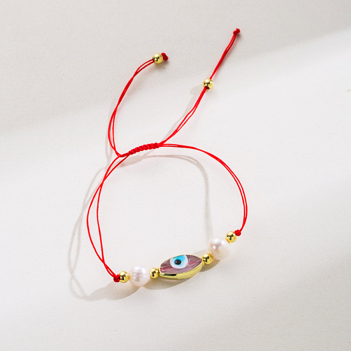 1 Piece Fashion Devil'S Eye Rope Copper Beaded Enamel Inlay Artificial Diamond Bracelets