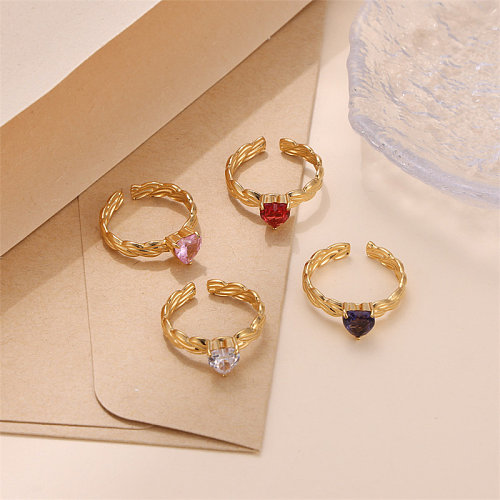 Glamouröse, luxuriöse offene Ringe mit Intarsien-Zirkon und 18-Karat-Vergoldung aus Edelstahl