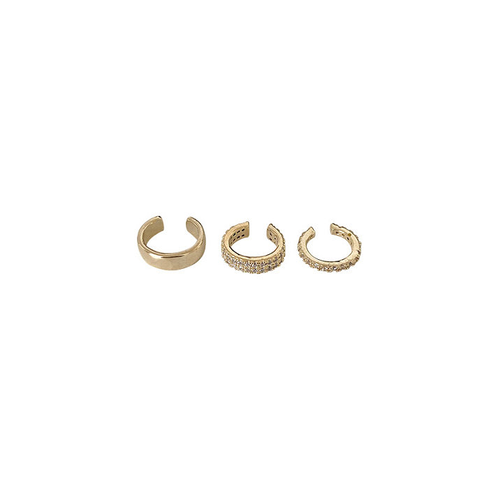 1 conjunto de clipes de orelha de strass embutidos de cobre em forma de C estilo simples
