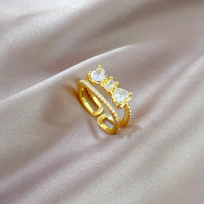 Anéis abertos banhados a ouro do zircão do embutimento do chapeamento de bronze da cor sólida do estilo clássico