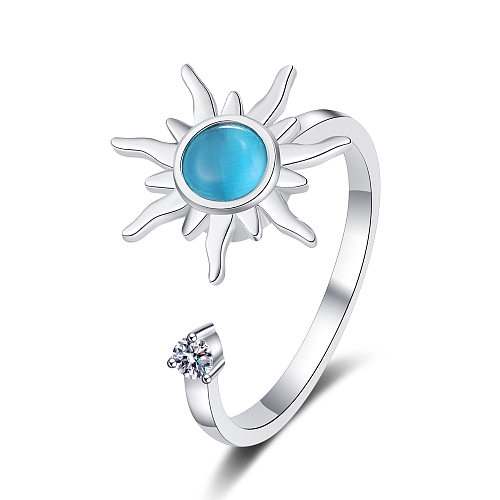 Simple Style Round Copper Inlay Opal Rings