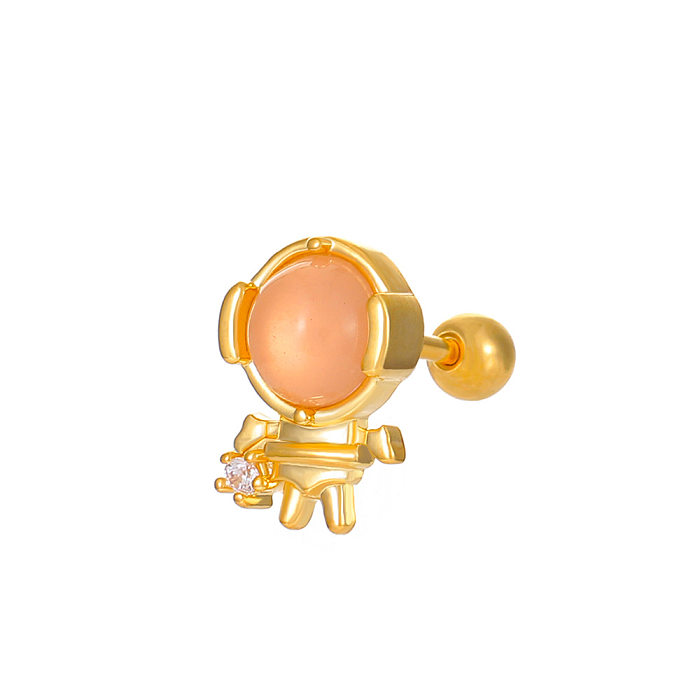1 Piece Simple Style Round Flower Inlay Copper Zircon Ear Studs