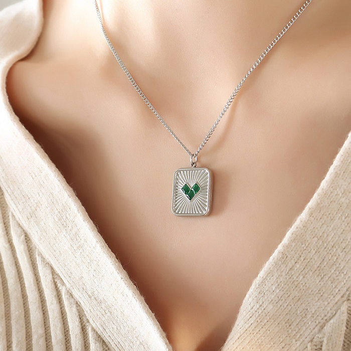 Fashion Heart Shape Titanium Steel Plating Inlay Glass Zircon Earrings Necklace