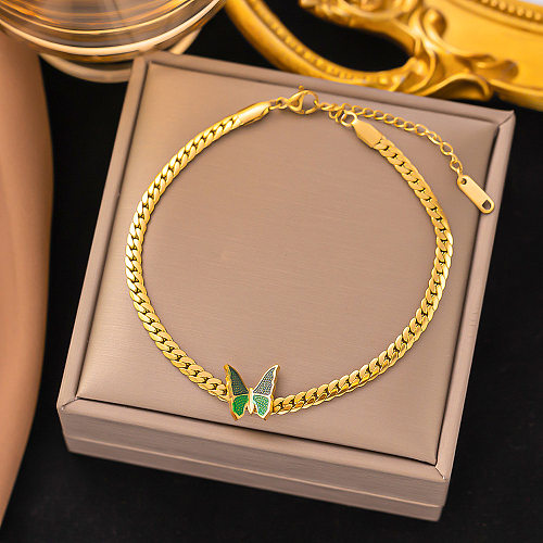 Simple Style Bow Knot Titanium Steel Plating Gold Plated Bracelets Anklet Necklace