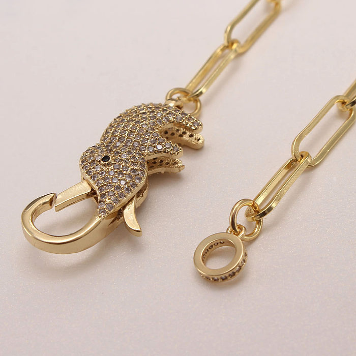 Collier de bracelets plaqués or de Zircon d'incrustation de placage de cuivre d'éléphant de Style IG