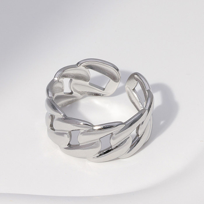 Modischer offener Ring mit geometrischer Edelstahlbeschichtung
