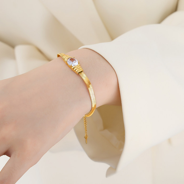 Colar de pulseiras banhado a ouro 18K com revestimento de aço de titânio geométrico luxuoso e elegante