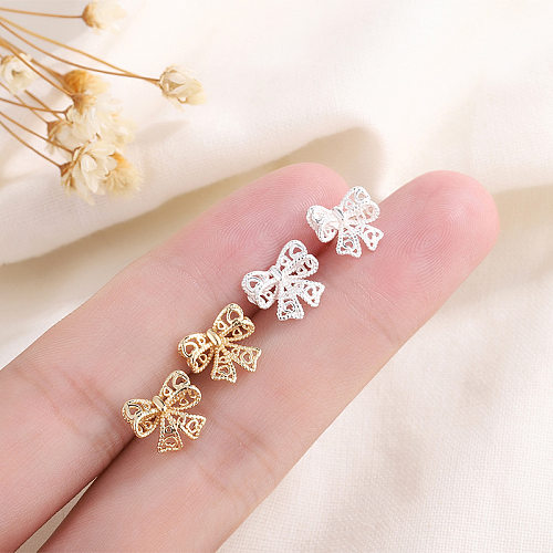 Simple Style Bow Knot Copper Plating Ear Studs 1 Pair