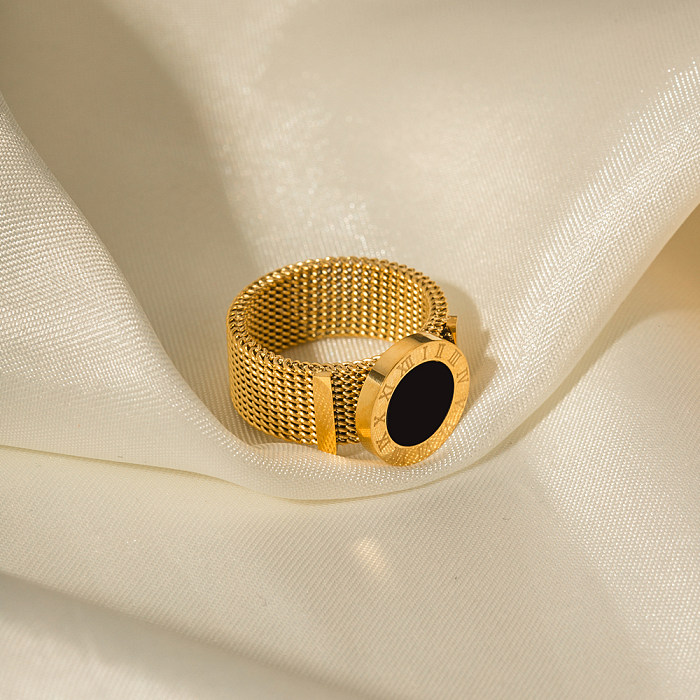 Pulseras de anillos de concha con incrustaciones de acero inoxidable con número redondo de estilo Simple estilo INS