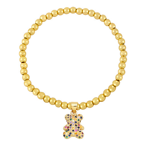 IG Style Cute Fashion Bear Copper Beaded Plating Inlay Zircon Bracelets