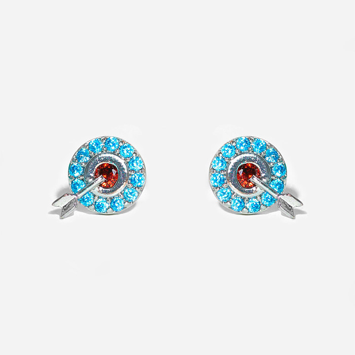 1 Set Cute Cartoon Character Brass Asymmetrical Plating Inlay Zircon 18K Gold Plated Ear Studs