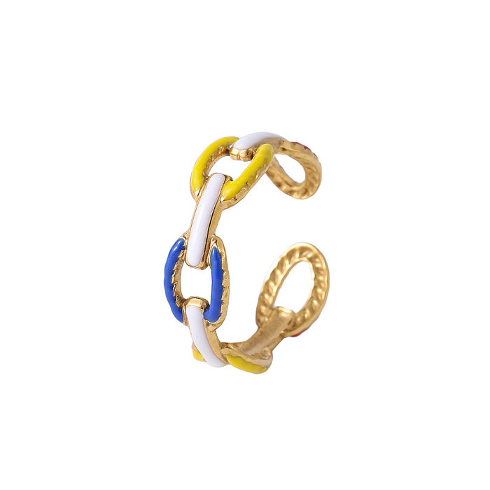 Modischer offener Ring mit geometrischer Titanstahlbeschichtung