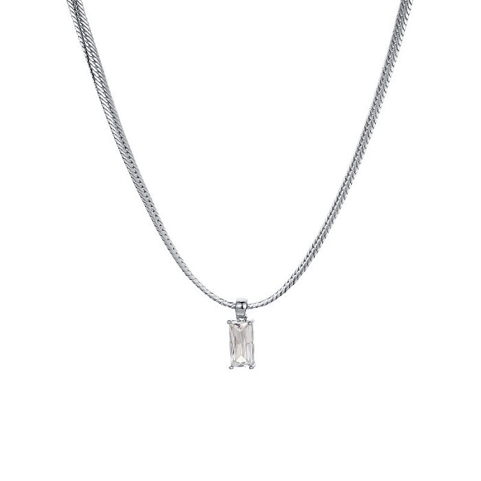 Modische rechteckige Kupfer-Zirkon-Halskette